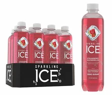 Sparkling Ice Strawberry Watermelon Sparkling Water, with Antioxidants and Vitam