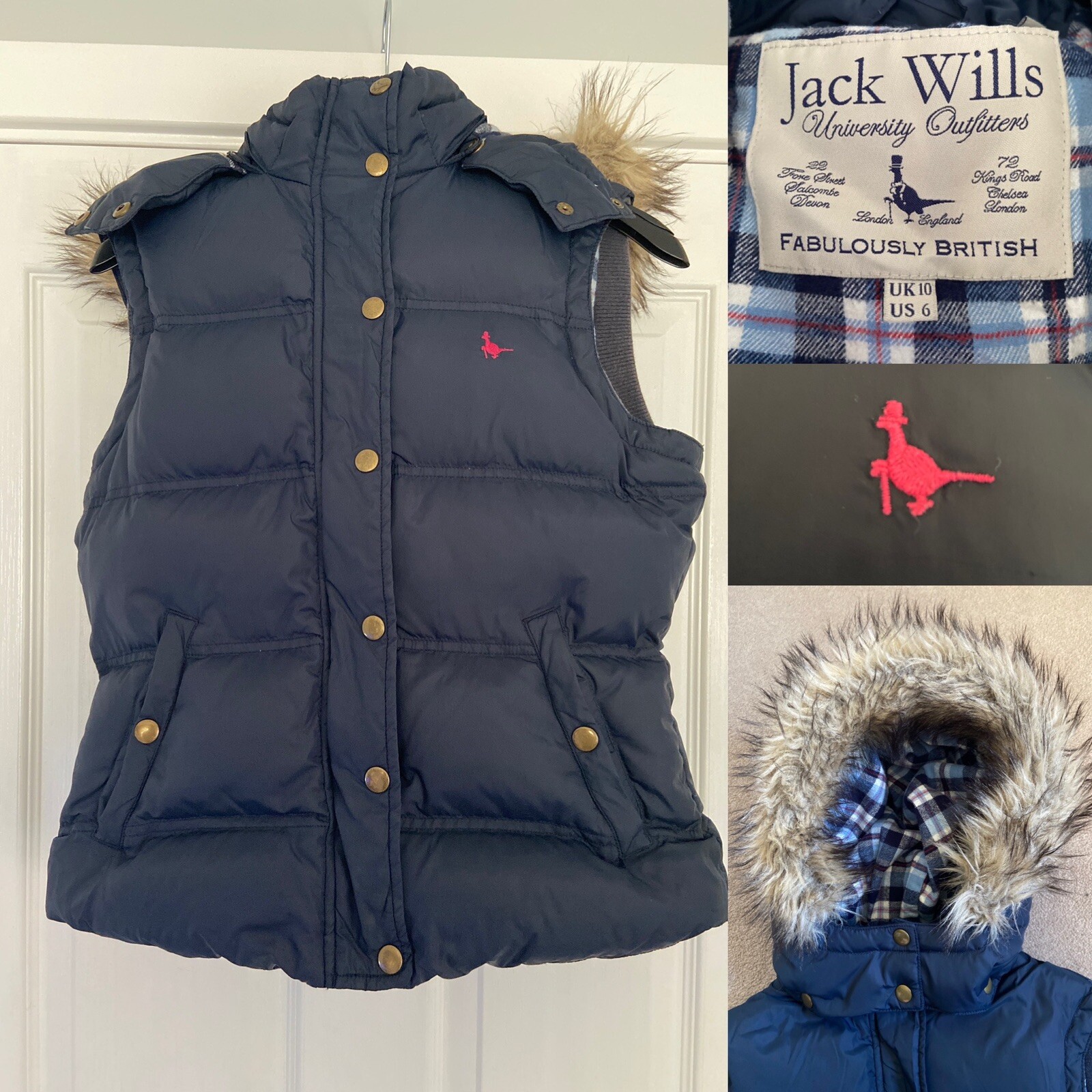 WOMENS JACK WILLS SIZE 10 BLUE GILET 