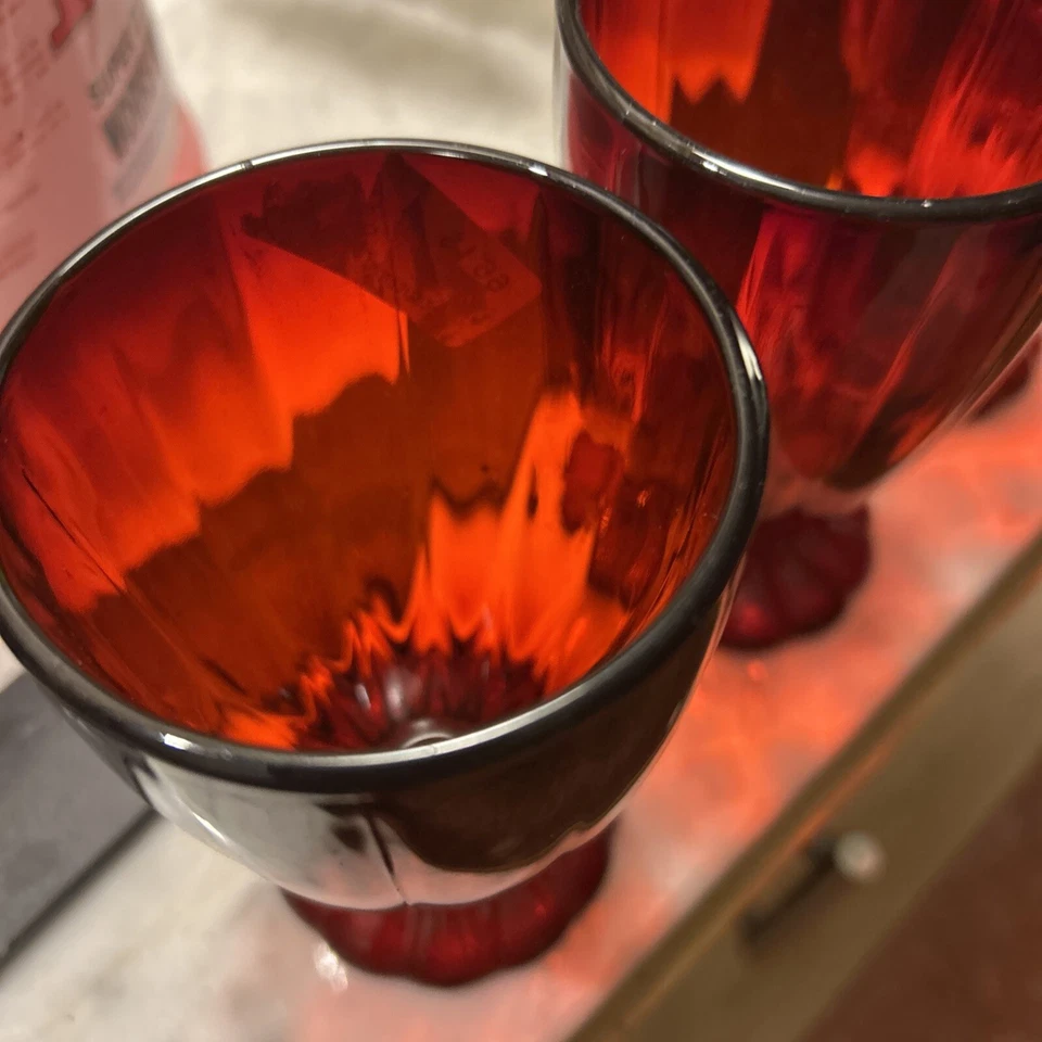 SET OF 5 Martinsville JANICE AMBERINA RED 4 3/4" X3” TUMBLERS Glasses - Image 3 of 4