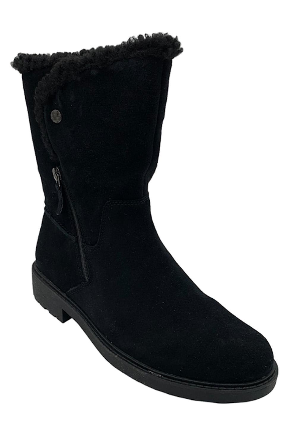 Теплые замшевые полусапожки на подкладке из коллекции Clarks цвет Черный с опаловой молнией 11690₽