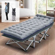 Folding Camping Cot W/Mat for Adults Layer Oxford Travel Camp Cots with Mattress