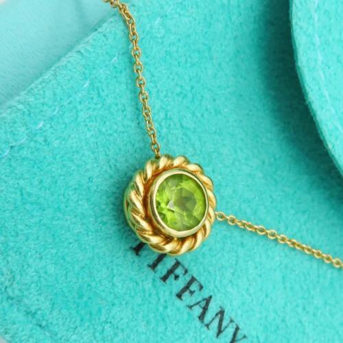Tiffany&Co. Tiffany Peridot 750 K18 Yellow Gold Sparkler Necklace Green QQ52