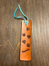Homemade Leather Bookmark -  Friendship  with pets - SHIPS FREE