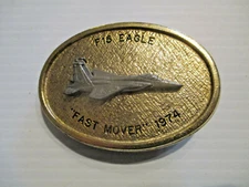 VINTAGE BELT BUCKLE: F-15 EAGLE FAST MOVER 1974. S MULLIGAN. AVIATION. USAF
