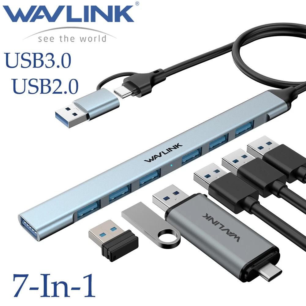 WAVLINK PC USB Hub USB-C Hub 5Gbps USB3.0 USB Splitter for iMac/iPad Pro/Laptop