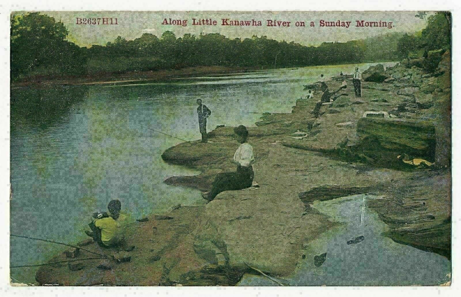 Fishing Along Little Kanawha River on a Sunday Morning in West Virginia 1910