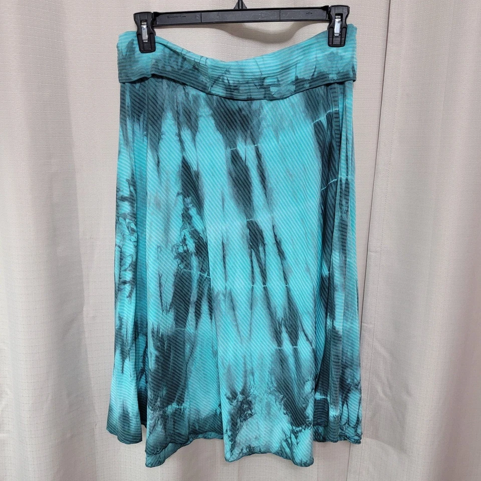 Soft Surroundings Pull On Skirt Women's Size Petite Large Aqua Gray Tie Dye Knit - Изображение 3 из 4