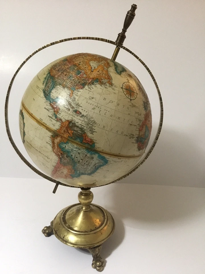 World Globe 1947 Class Series Replogle 9 pulgadas cobre y hierro fundido raro antiguo ☼ Foto 2 de 4