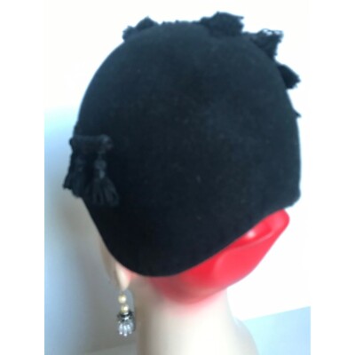 Vtg 1950\'s Henry Pollak, Inc. Glencove 100% Wool Black Woven Brick Brack Tassel Vtg 1950 main image 2