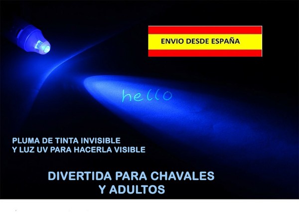 TRUCOS DE MAGIA BOLIGRAFO CON TINTA M�GICA CON LAMPARA ESPECIAL PARA LEERLA