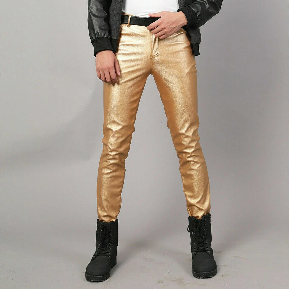 Herren Kunstleder Hose Stretch Fleecefutter Enge Passform Hose - Bild 4 von 4