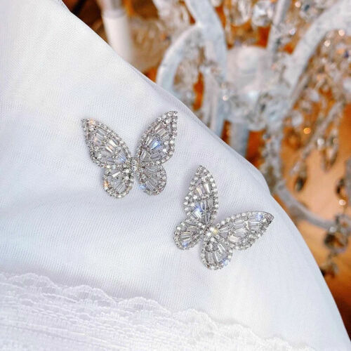 Aretes de mariposa con diamantes de imitación baguette de 3,80 quilates en... - Imagen 1 de 4