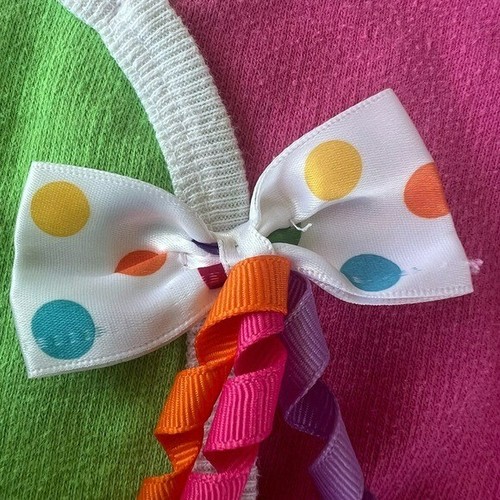 Vintage Buster Brown Colorblock Zebra Top 18 Mos Bow Ribbons Bright Colorful USA - Picture 15 of 15