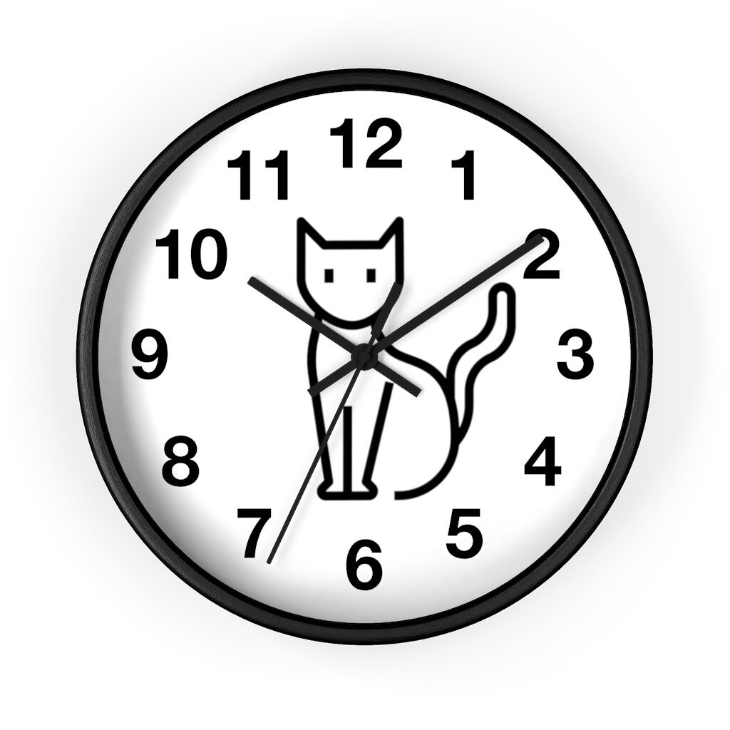 10" Kitty Cat Wall Clock Black and White eBay