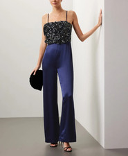 RTR Badgley Mischka Rose Sequin Jumpsuit Spaghetti Strap- Size 6 retail 660