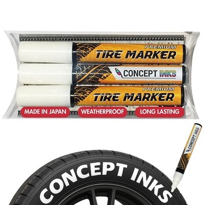 White Waterproof Paint Markers for Car Tire Lettering, Premium Tire Marker Pens