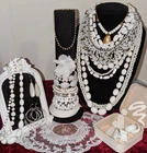 Curated Lot Vintage-Mod Jewelry Classic Whites Milkglass Lucite Beads Cabs+++