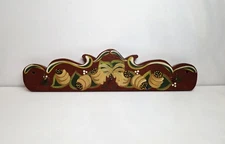 Vintage Handpainted Floral Folk Art 5 Key Rack Holder Cottage Core Kitsch 14"