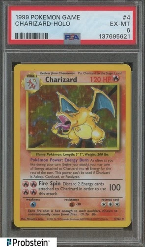 1999 Pokemon Game Base Set #4 Charizard Holo PSA 6 EX-MT