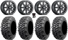 ITP Inertia Bdlk 14" Wheels Bk +40mm 30" Sniper 920 Tires Kawasaki Teryx Mule