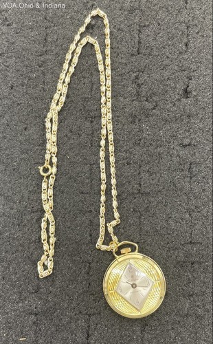 Fieldston Vintage Lucerne Swiss Wind-up Pendant Watch with Gold Tone Chain