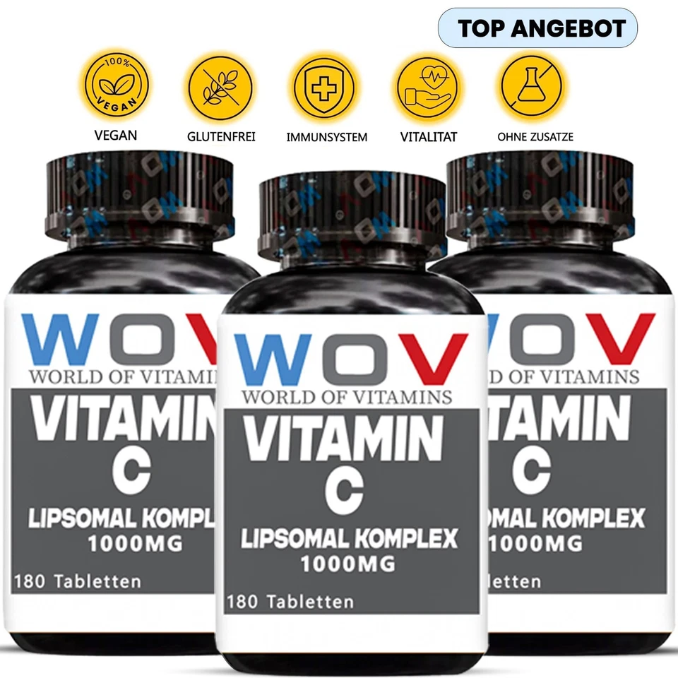 Vitamin C Komplex 1000mg , 3 x 180 Tabletten, unterstützt Immunsystem & Energie
