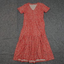 J. Crew Dress Womens Extra Small Midi Tiered Knit Floral Short Sleeve V-Neck