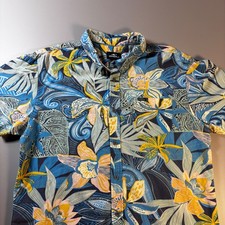 ONeill Large Button Down Shirt Large Tropical Floral Print Short Sleeve
