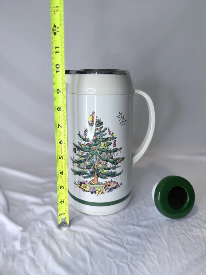 Vintage Spode Christmas Tree Thermal Carafe Thermos Pot  Coffee Tea Hot Water - Image 2 of 4