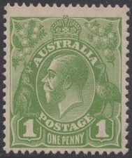 Australia KGV 1d green SMW P13, mnh