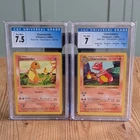 Shadowless Charmander 46/102 + Charmeleon 24/102 WOTC 1999 Base Set CGC Graded