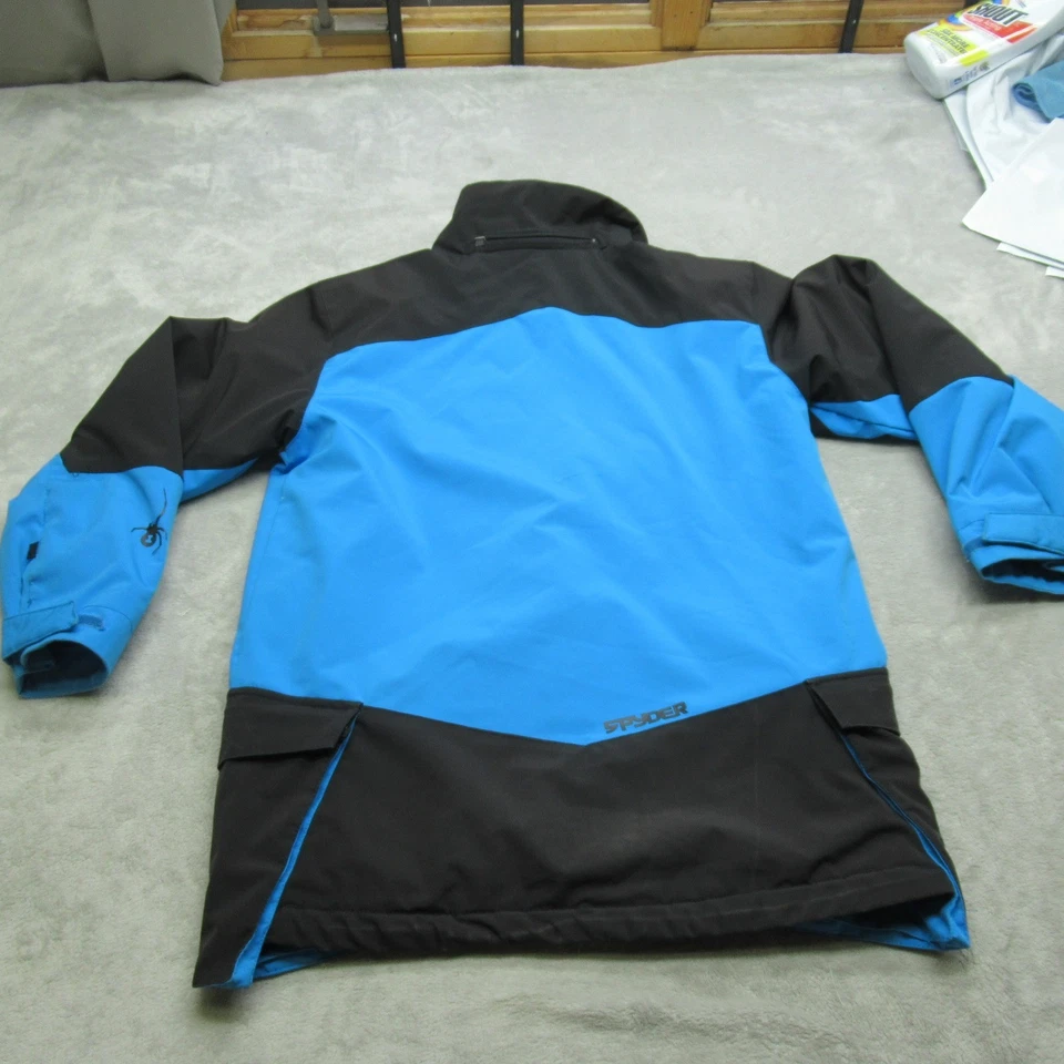 Spyder Jacket Kids 14 Blue Black Waterproof Insulated Full Zip Ski Snowboard - Image 2 of 4