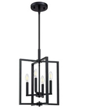 Farmhouse 4-Light Chandelier Pendant   Rustic Black Metal Ceiling Fixture