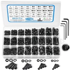 Metric Screw Assortment 1760Pcs Hex Socket Cap Bolts Nuts Kit with Wrenches