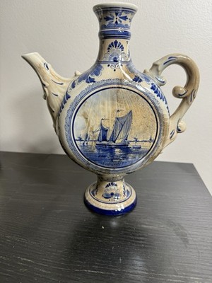 Herman Jansen Antique Schoonhoven DELFT Blue Decanter Holland 9 1