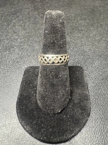 VINTAGE Sterling Silver 925 Lattice Band Ring Thailand Jewelry Size Signed NF