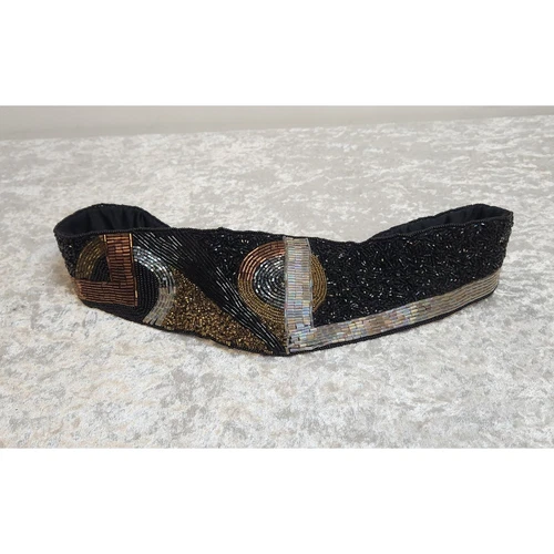 Ceinture vintage Christian Dior ceintures noir marron argent perles Taille M/L