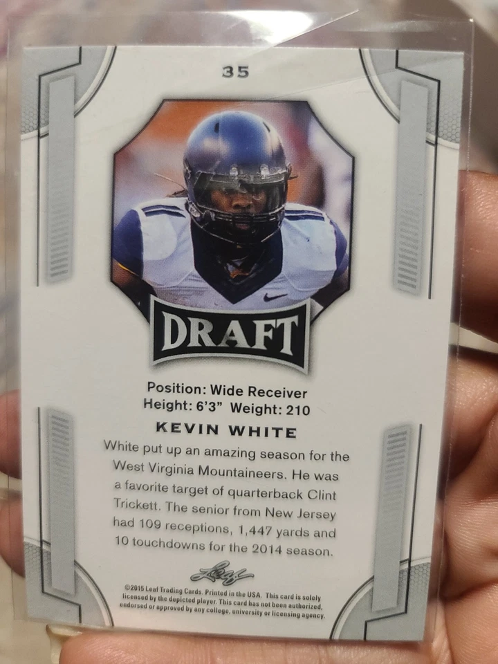 Cb2 sports card~draft- nfl- Kevin white- #35- - Image 2 of 2