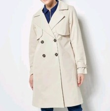 Centigrade Twill Double Breasted Long Trench Coat Stone, X-large