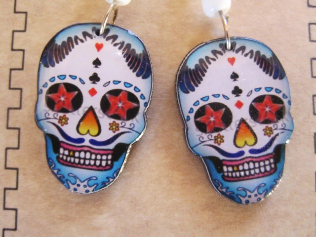 Spirit of Nature western  Day of Dead, Dia de los Muertos Skull Dangle earrings - Image 2 of 2