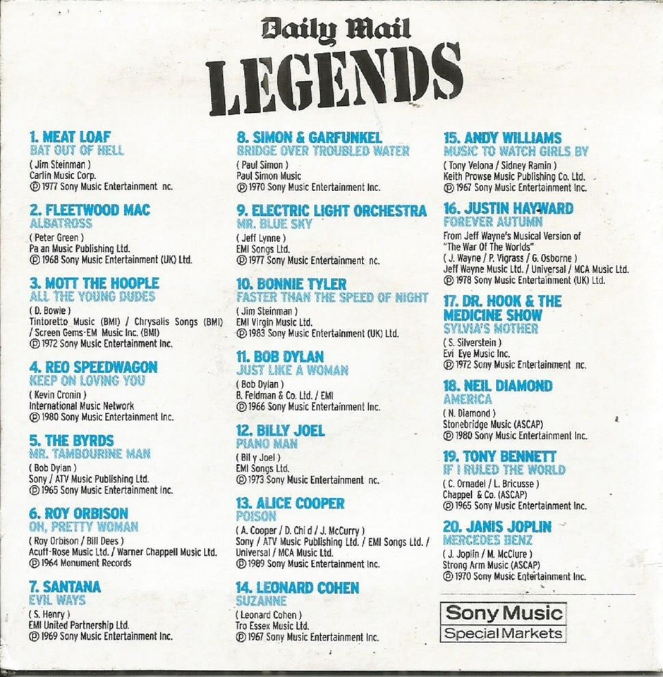 LEGENDS - VARIOUS ARTISTS - MAIL PROMO MUSIC CD | eBay UK