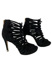 Michael Kors - Clarissa Black Suede Platform Peep-Toe Zip Heel