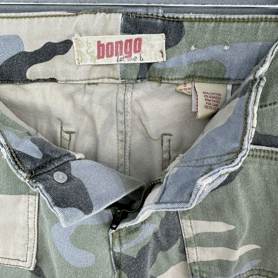 VTG Bongo Woodland Camouflage Camo Cargo Capri Jeans Youth 5 Y2K 90s Green - Image 2 of 4