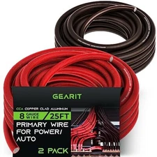GearIT 8 Gauge Wire (25ft Each- Black/Red  Assorted Sizes , Colors 