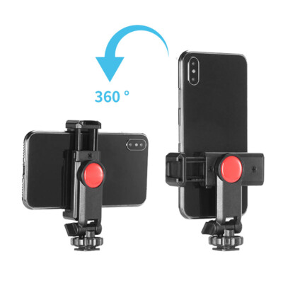 Andoer-06S Holder Clamp +Dual Cold Shoe Mounts for Smartphone Vlog U2N0