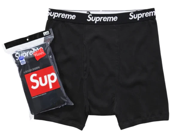 Sous vêtements noirs Supreme Hanes Boxer S XL (paquet de 4 en 1)