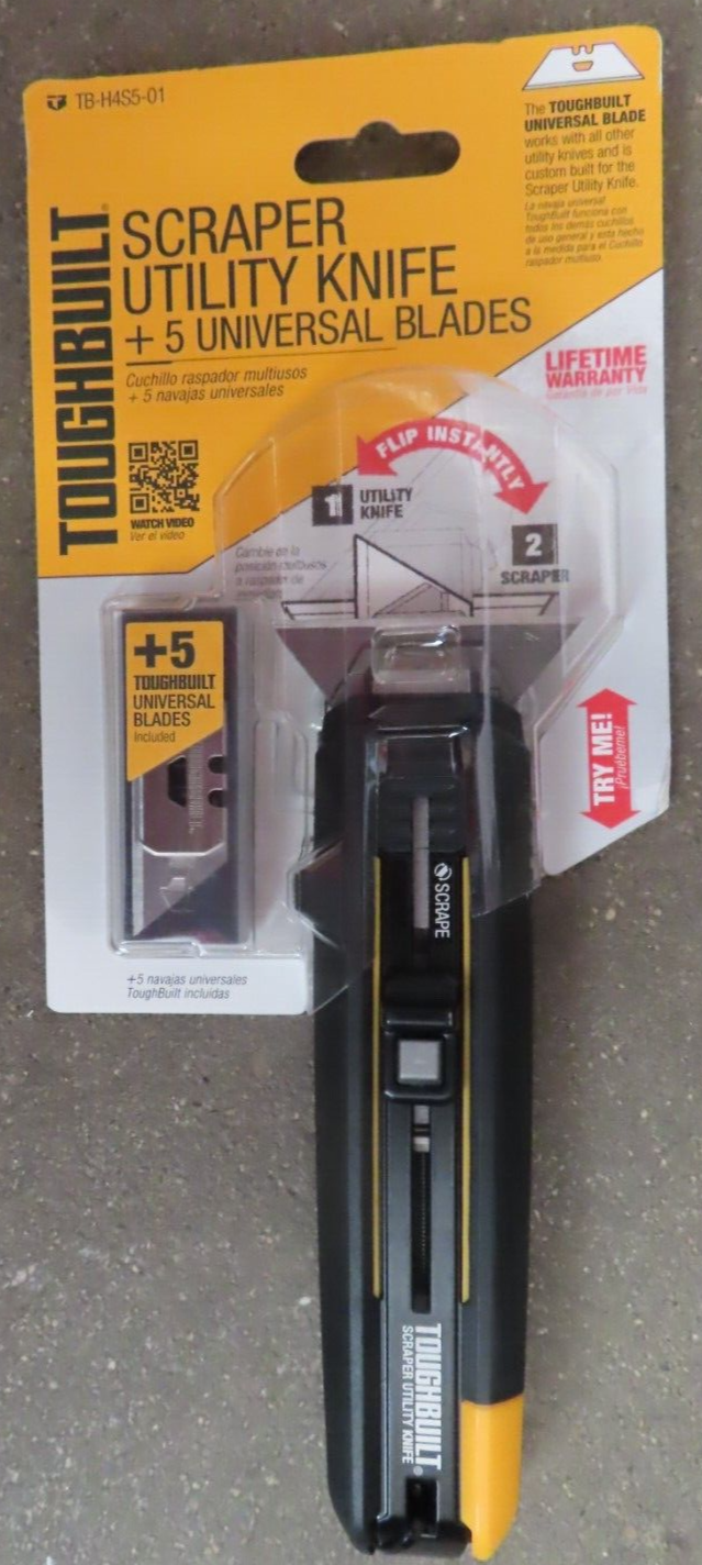 Toughbilt Scraper Utility Knife + 5 Universal Blades # TB-H4S5-01