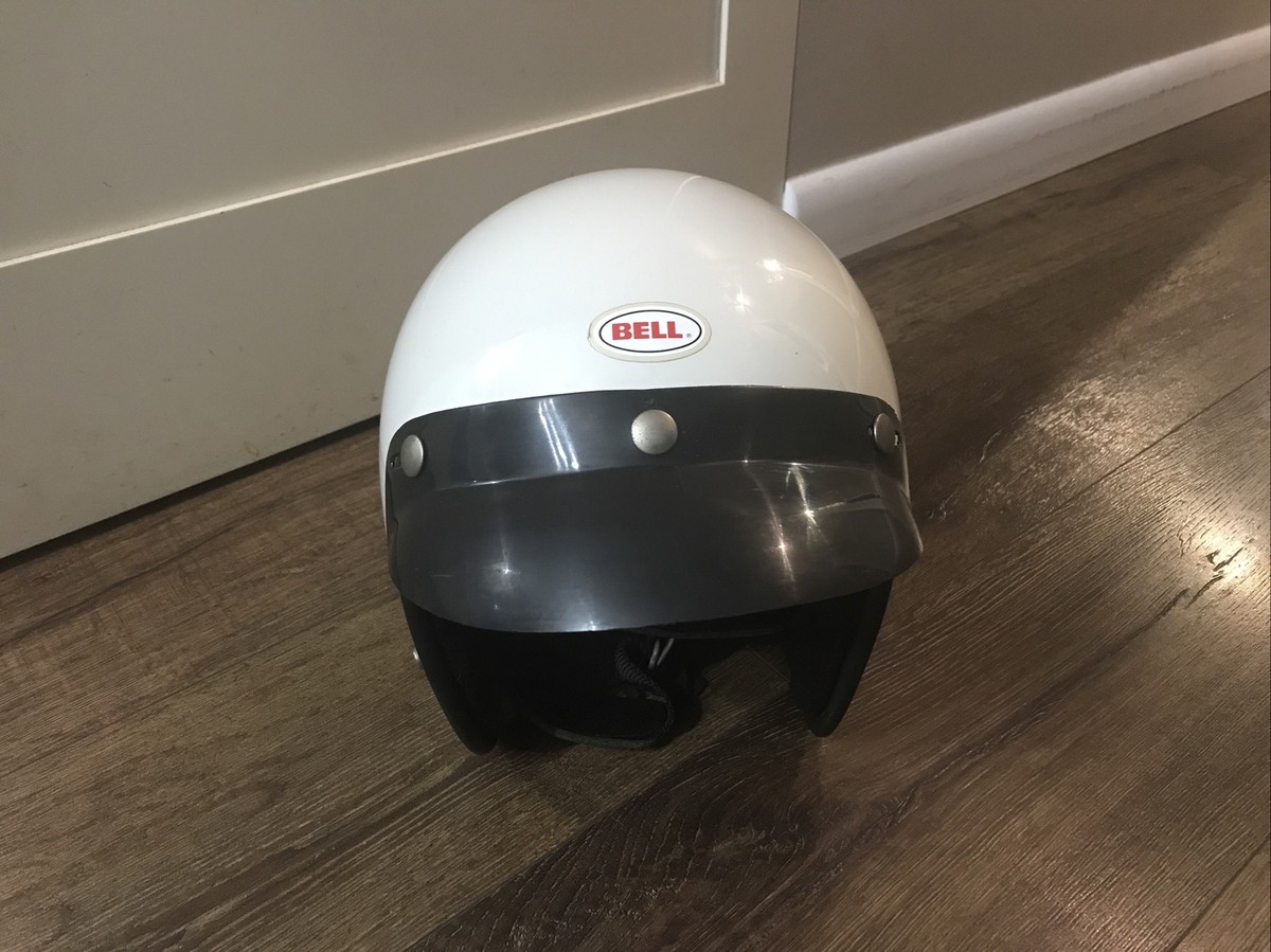 Vintage Bell RT Racing Motorcycle Helmet 7 1/4 White. Nice Shape