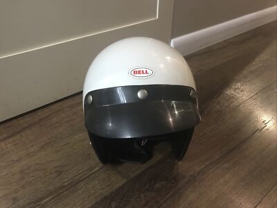 Vintage Bell RT Racing Motorcycle Helmet 7 1/4 White. Nice Shape
