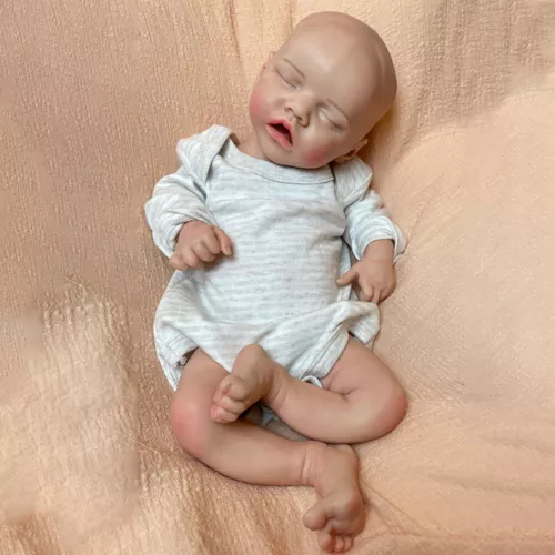 18 Zoll schlafende Reborn Puppe gewichtet 5,6 Pfund weiches Silikon Neugeborenes Baby Mädchen Weihnachtsgeschenk - Bild 14 von 21